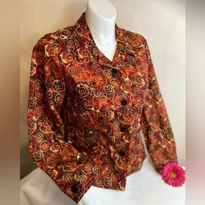 Christopher & Banks~Vibrant Multi-Colored Button-Up Shirt/Jacket~Pockets~Size XL